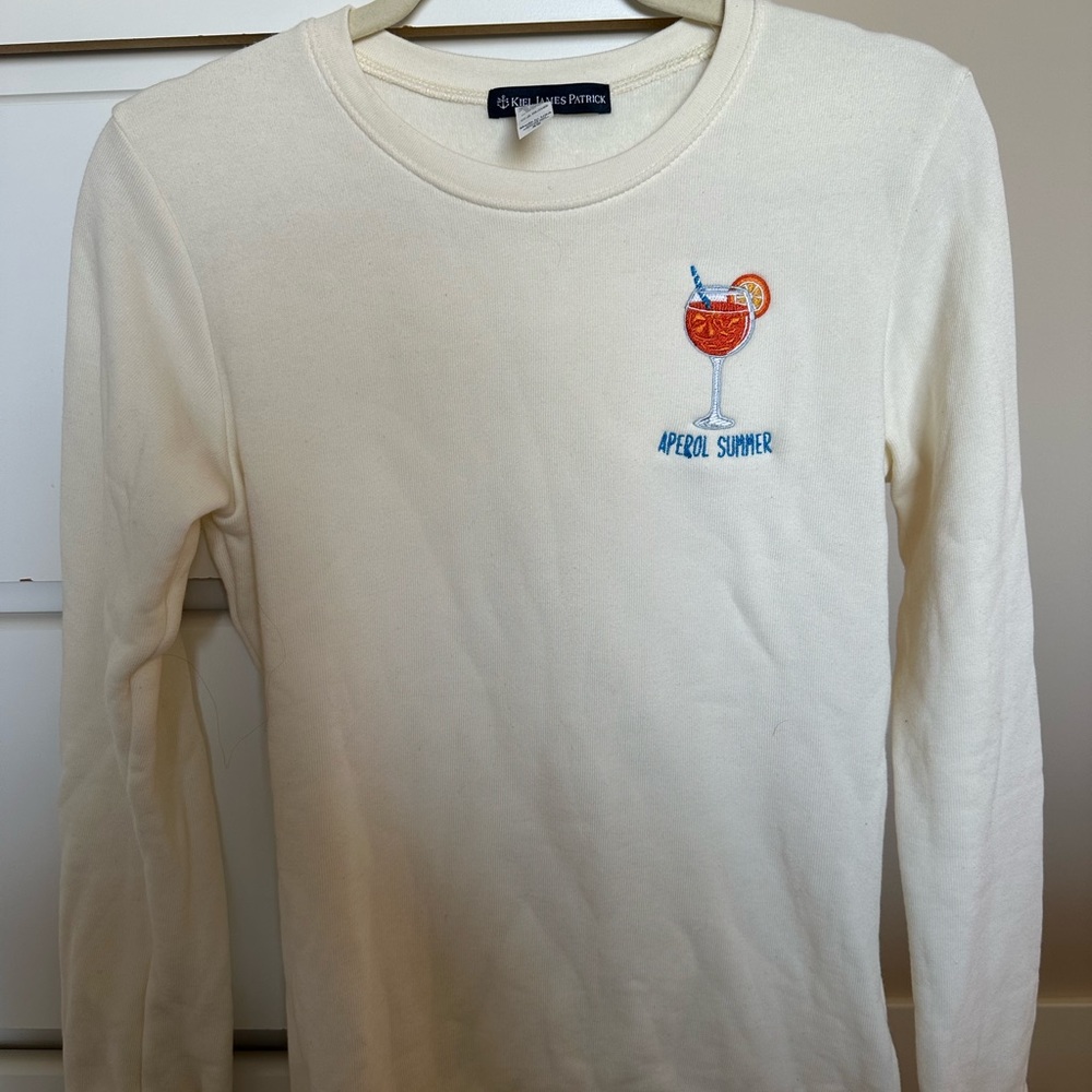 NWOT Kiel James Patrick “Aperol Summer” sweatshirt in size XS.